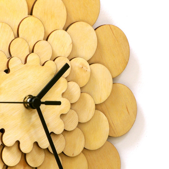 Dahlia - 29cm/41cm wooden wall clock w floral motives 第4張的照片