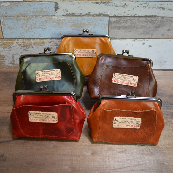 がま口コインキャッチャー｜ブラウン｜オイルレザー｜本革｜財布｜かわいい 8枚目の画像
