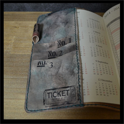 迷彩柄【1点もの】レザー手染め手縫いスケジュール帳手帳カバーB6サイズ 7枚目の画像