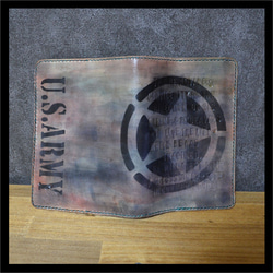 迷彩柄【1点もの】レザー手染め手縫いスケジュール帳手帳カバーB6サイズ 8枚目の画像