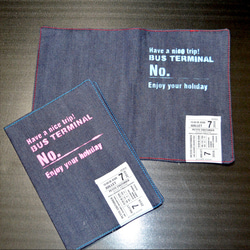 デニムＢ５サイズノートカバーピンク＆水色　スケジュール帳　キャンパスノート 3枚目の画像