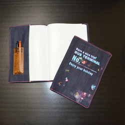 デニムＢ５サイズノートカバー　ペイント　スケジュール帳　キャンパスノート 2枚目の画像
