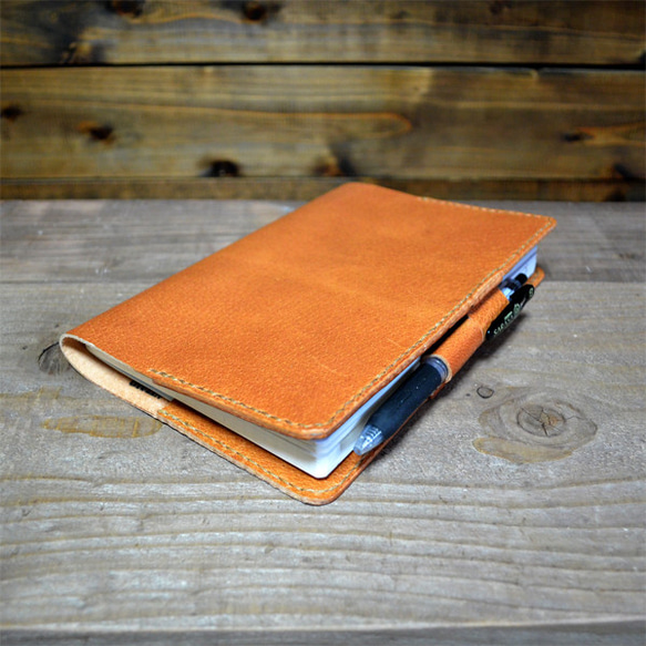 豚革キャメルブラウン　スケジュール帳/手帳カバーＢ６サイズ　手縫い　ピッグレザー 1枚目の画像