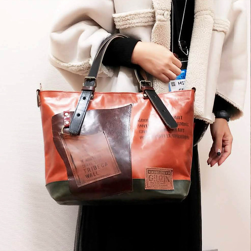 一点物】ミリタリー手染めポケット＆プルアップオイルレザーで