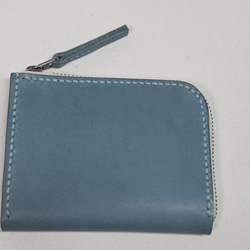 青のヌメ革のL字財布 4枚目の画像