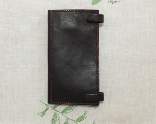 手帳型ペンケース (オーダー品) 手作り☆ベージュ&カーキのねこちゃん柄の手帳型ペンケースの