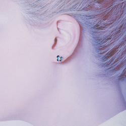 花景泰藍耳環[大號] CZ藍色YujiKONO 第3張的照片