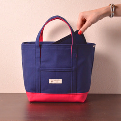 行李蓋帆布手提袋櫻花粉×海軍藍 第1張的照片