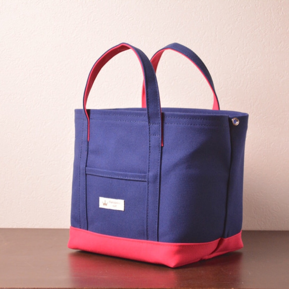 行李蓋帆布手提袋櫻花粉×海軍藍 第3張的照片