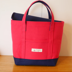 帆布手提袋與行李箱蓋櫻桃粉紅色×海軍 第2張的照片