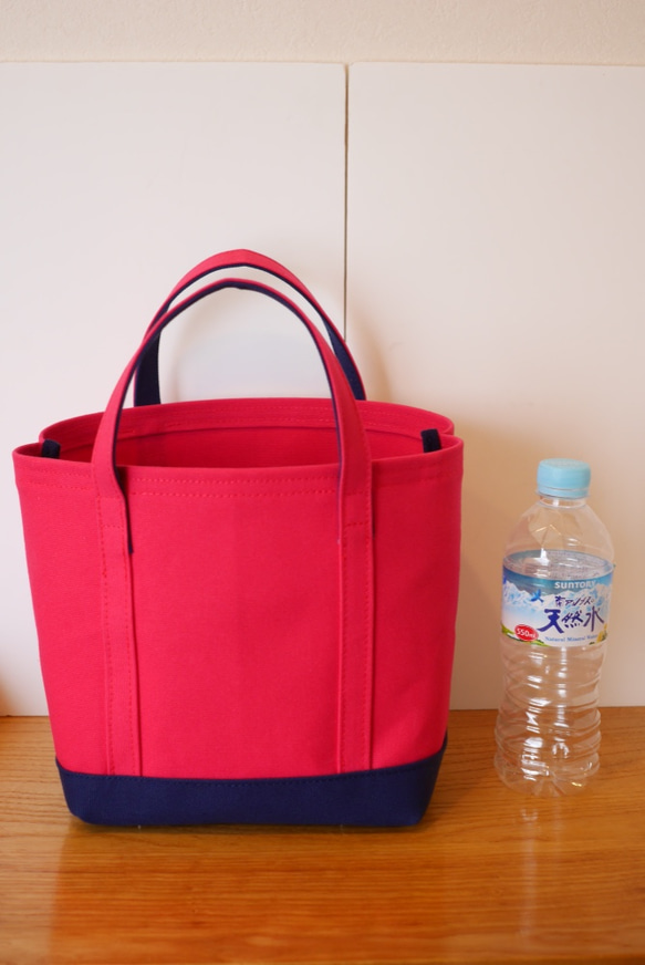 帆布手提袋與行李箱蓋櫻桃粉紅色×海軍 第3張的照片