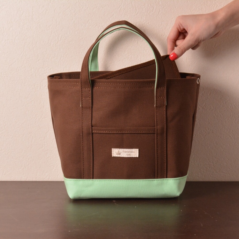 チョコミント　カバー付きトートバッグ