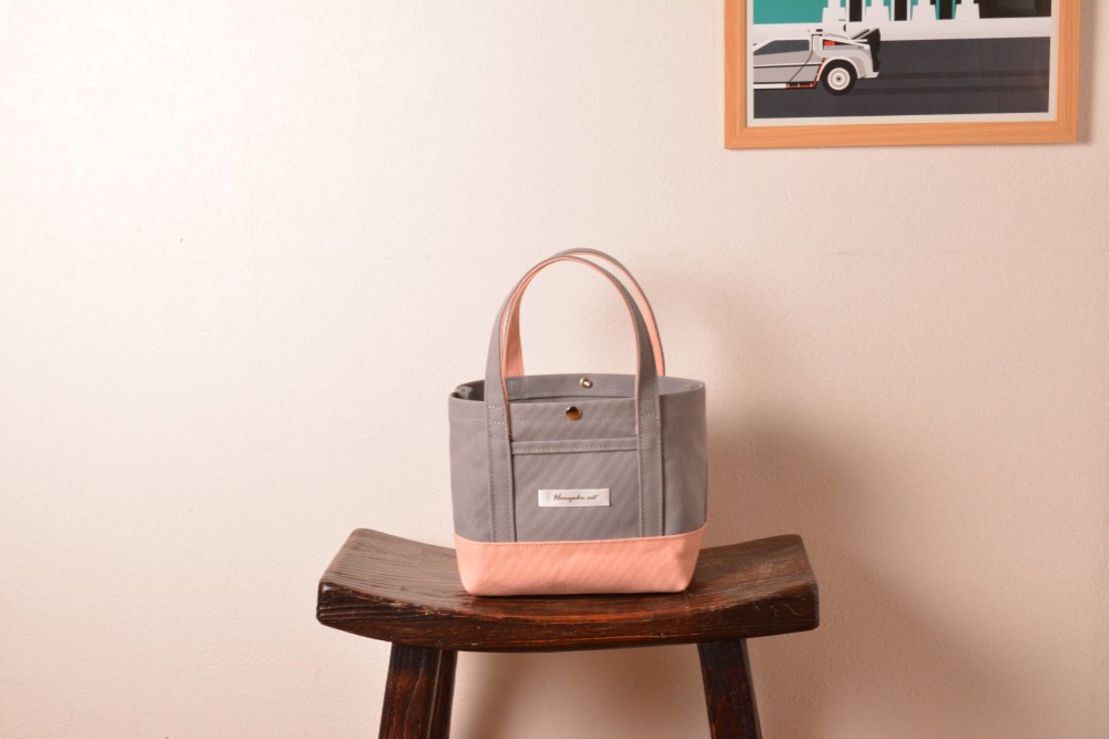 ミニトート　グレー×さくら