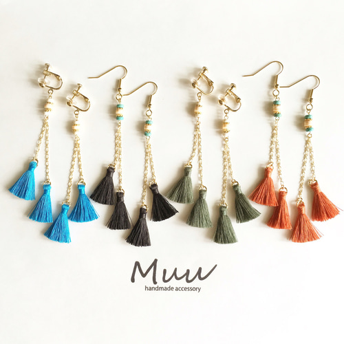 再販♪8】ツインタッセルイヤリング（ピアス） イヤリング