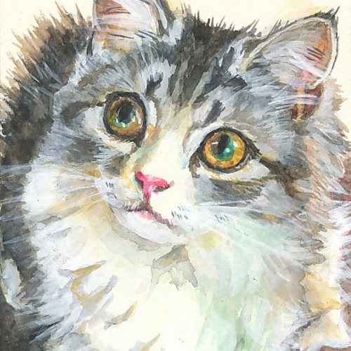 動物画、ペット画(本格水彩画) 動物画、ペット画(本格水彩画)