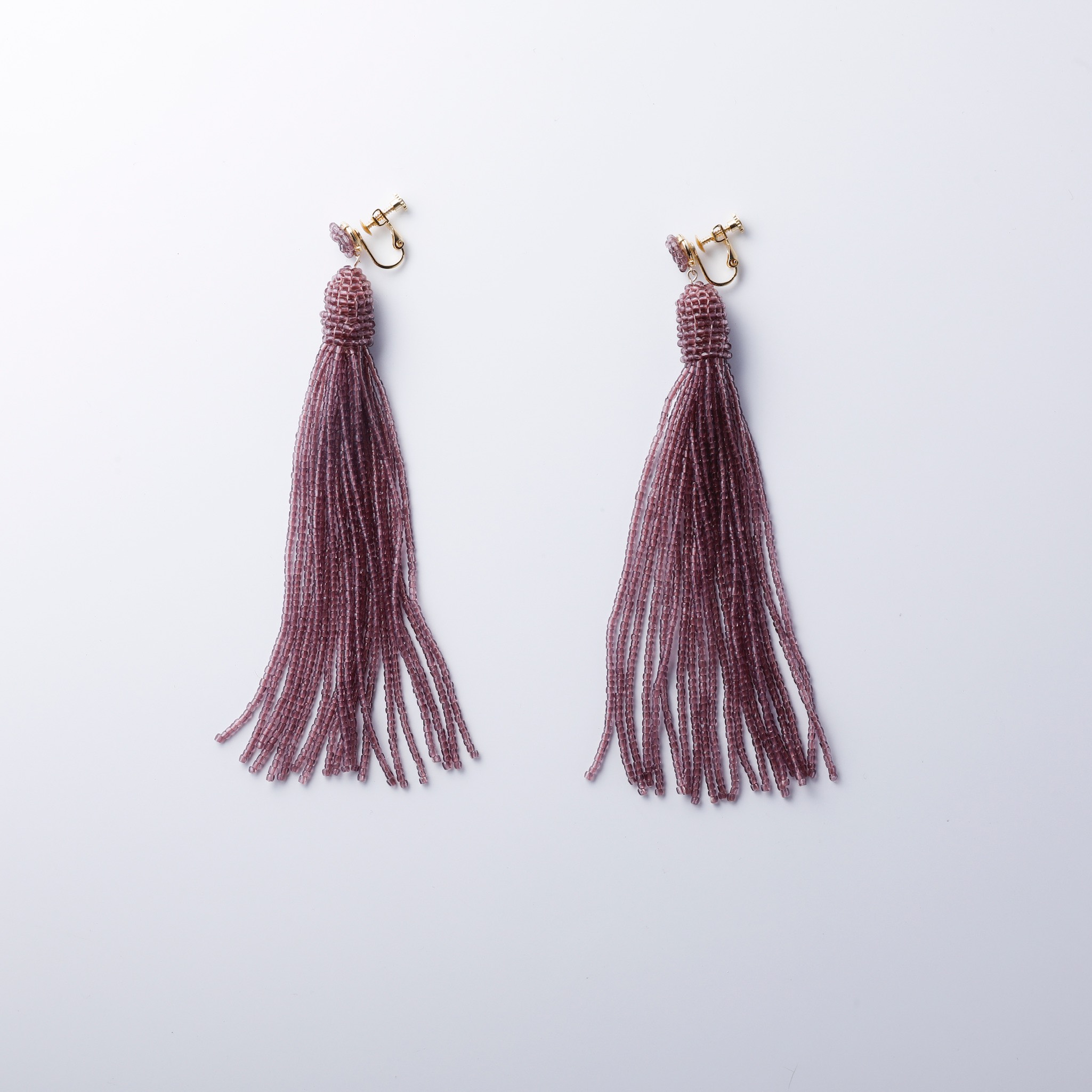 パープルロングタッセルピアス