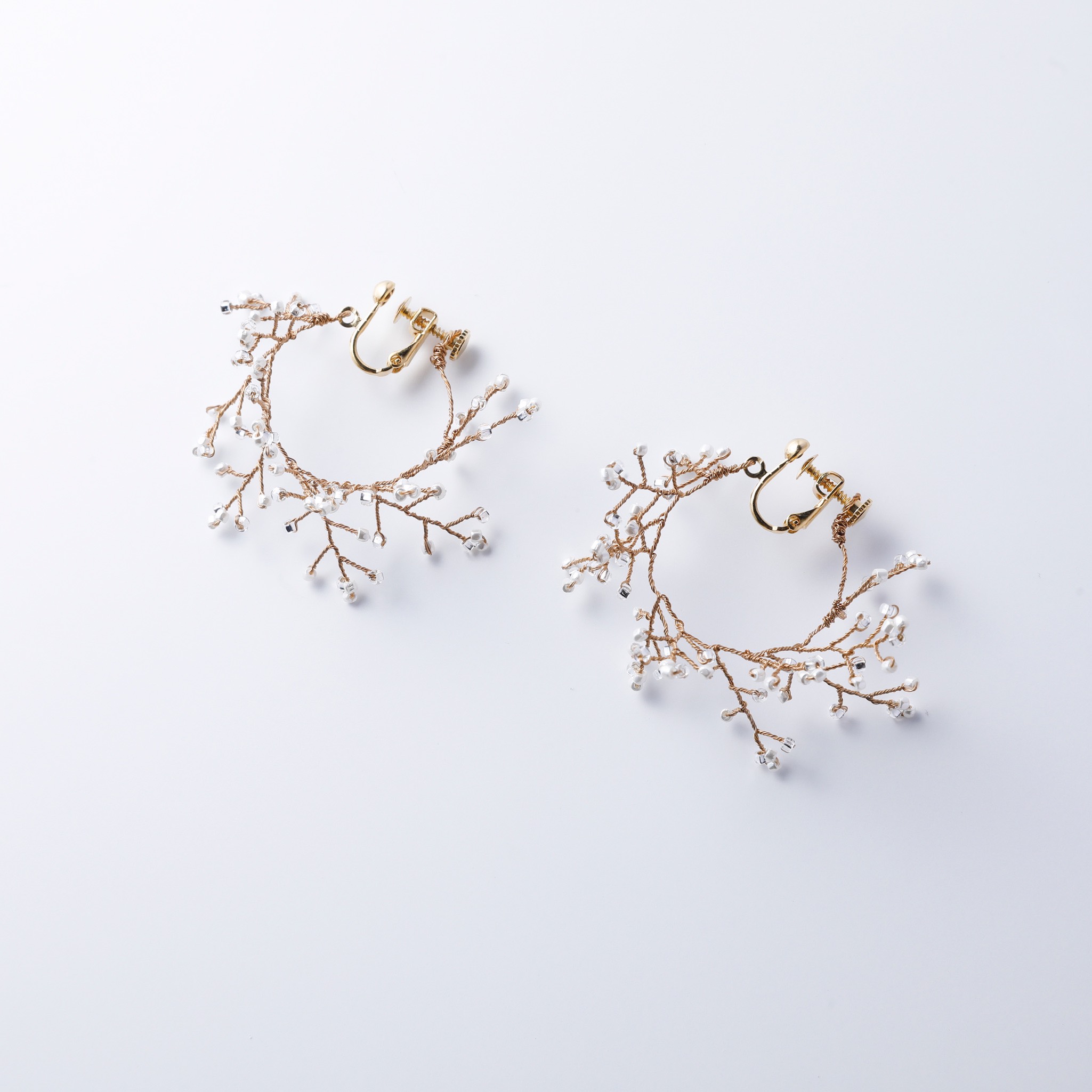 リーフフープピアス (パール)