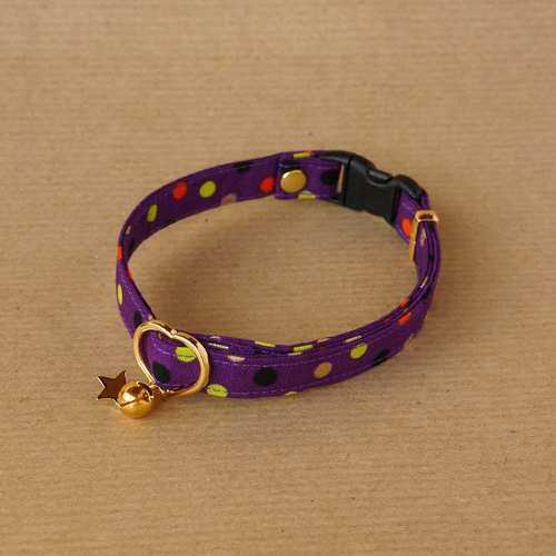 猫用・3サイズから選べる】ドットの首輪（ハロウィン・カラフル  