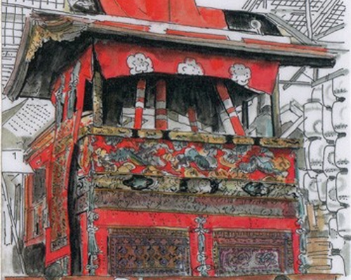 水彩画ミニアート」京都 祇園祭 絵画 京の水彩画工房 みちや