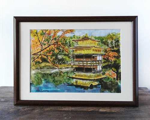 秋の風景 水彩画 額装済み 秋の風景 水彩画 額縁付き - メルカリ