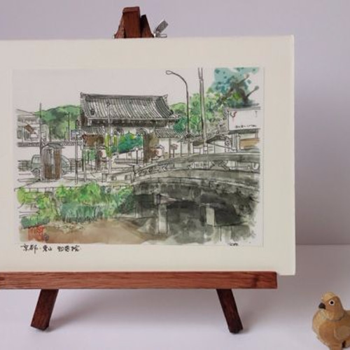 水彩画ミニアート」京都 知恩院古門 絵画 京の水彩画工房 みちや