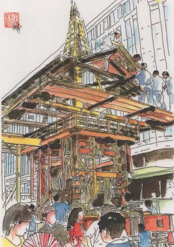 謎の輪　絵　水彩画　絵画　飾り 刺繍入り水彩画「決めればどこまででも行けるの。」（額付