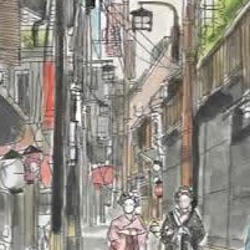 「水彩画ミニアート」京都 祇園花見小路 3枚目の画像