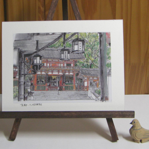 水彩画の小人 (フレーム付き) 楽しい街角-27（水彩画／額装品／Framed item） | リンズ