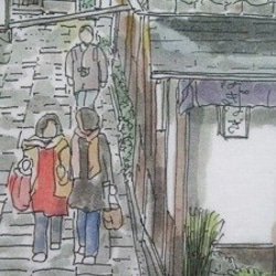 「水彩画ミニアート」京都 石塀小路（いしべこうじ）２ 3枚目の画像