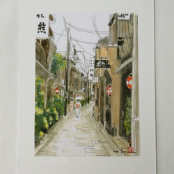 水彩画ミニアート」京都 嵐山 渡月橋 絵画 京の水彩画工房 みち