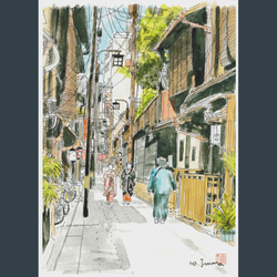 A4サイズ　「京都　お茶屋に向かう舞妓さん」 2枚目の画像