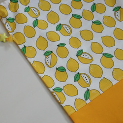 入園入学準備　レトロなレモンの持ち手つき体操着袋 5枚目の画像