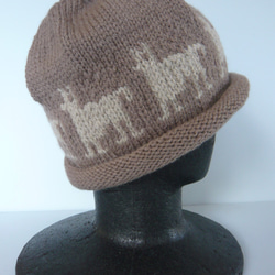草木染毛糸の手編み帽子　ＡＤ-292 4枚目の画像