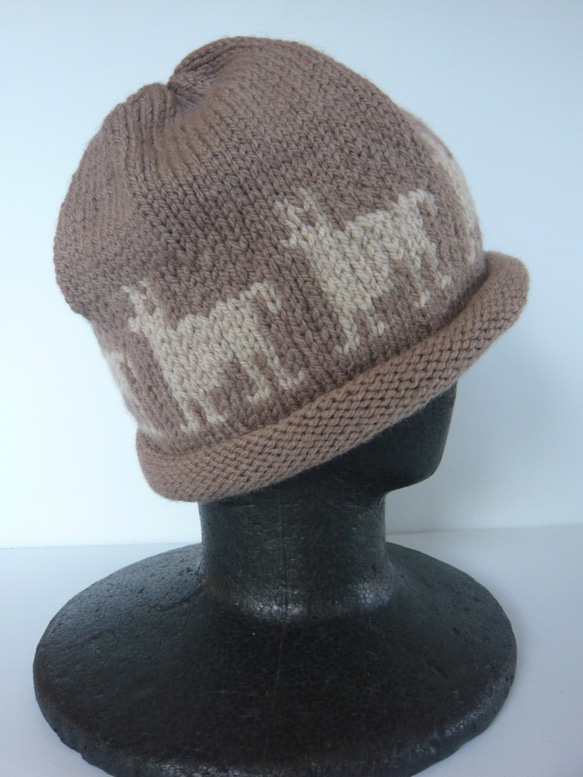 草木染毛糸の手編み帽子　ＡＤ-292 4枚目の画像