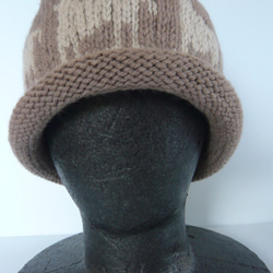 草木染毛糸の手編み帽子　ＡＤ-292 5枚目の画像
