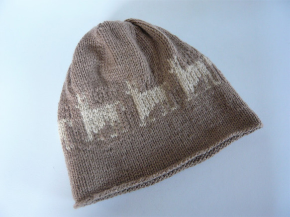 草木染毛糸の手編み帽子　ＡＤ-292 6枚目の画像