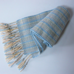 草木染毛糸の手織りマフラー　Ｍ-137 6枚目の画像
