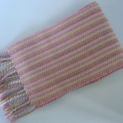 草木染毛糸の手織りマフラー　Ｍ-069 6枚目の画像