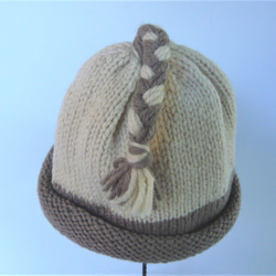 草木染毛糸の子供用手編み帽子　ＣＨ-138 2枚目の画像