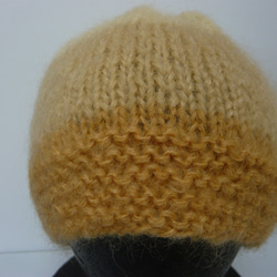 草木染毛糸の手編み帽子　ＡＤ-244 3枚目の画像