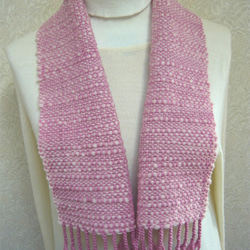 草木染毛糸の手織りマフラー　Ｍ-075 4枚目の画像