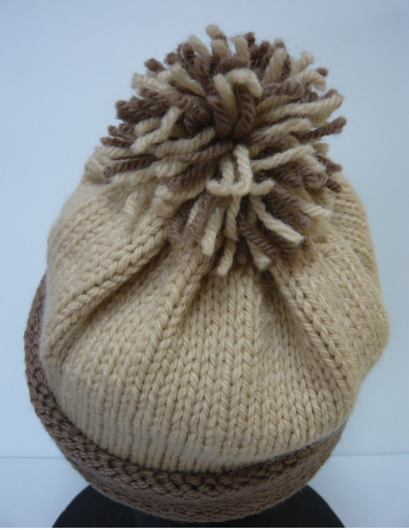 草木染毛糸の子供用手編み帽子　ＣＨ-352 3枚目の画像