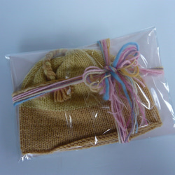 草木染毛糸の手編み帽子　ＡＤ-246 6枚目の画像