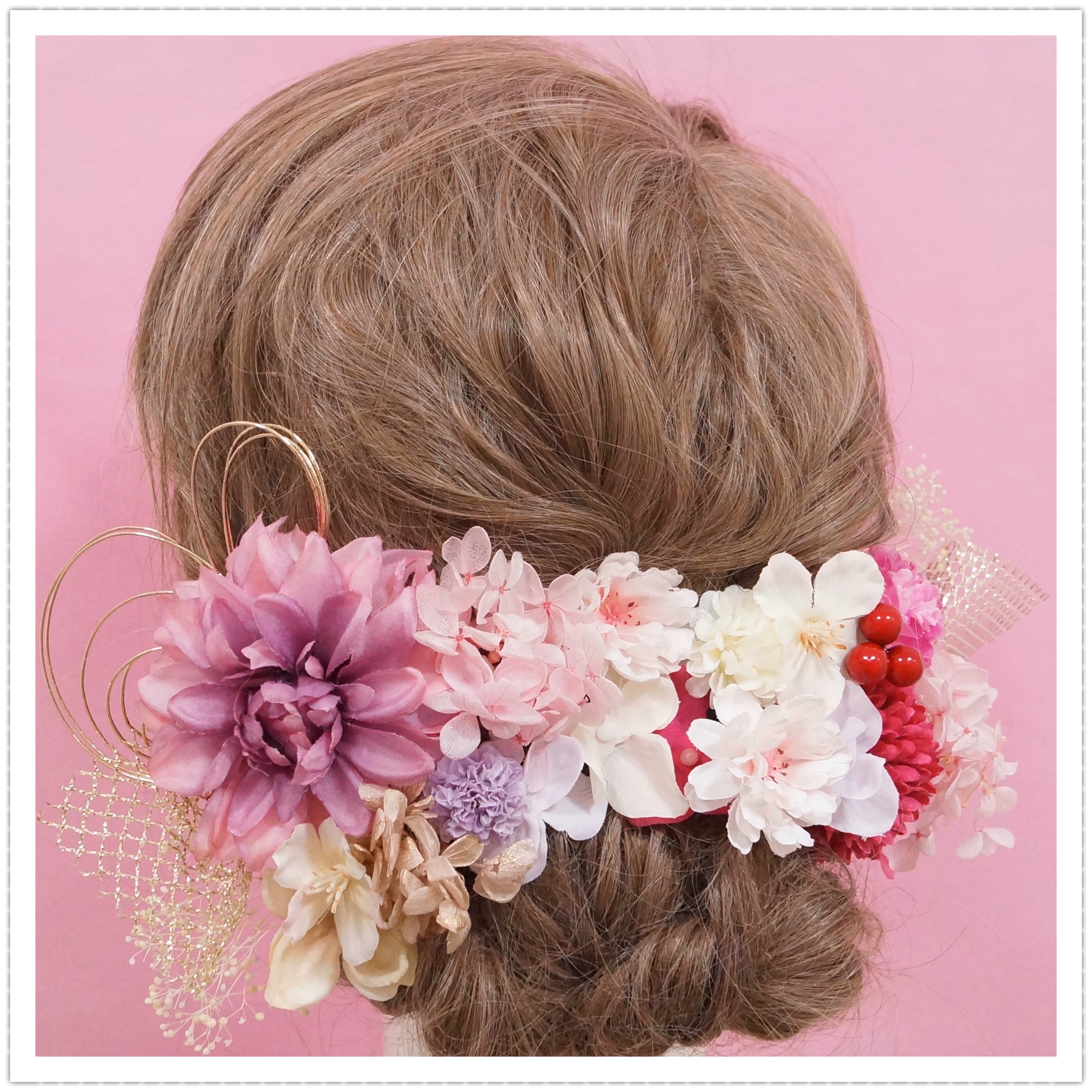 【送料無料】成人式 結婚式 卒業式 髪飾り 花飾り 和装髪飾り 和 着物 和装 花 振袖 袴 ウェディング 桜 色打掛