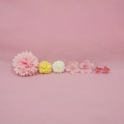揺れるタッセル付き☆ピンクと黄色の華やか可愛い髪飾り 3枚目の画像