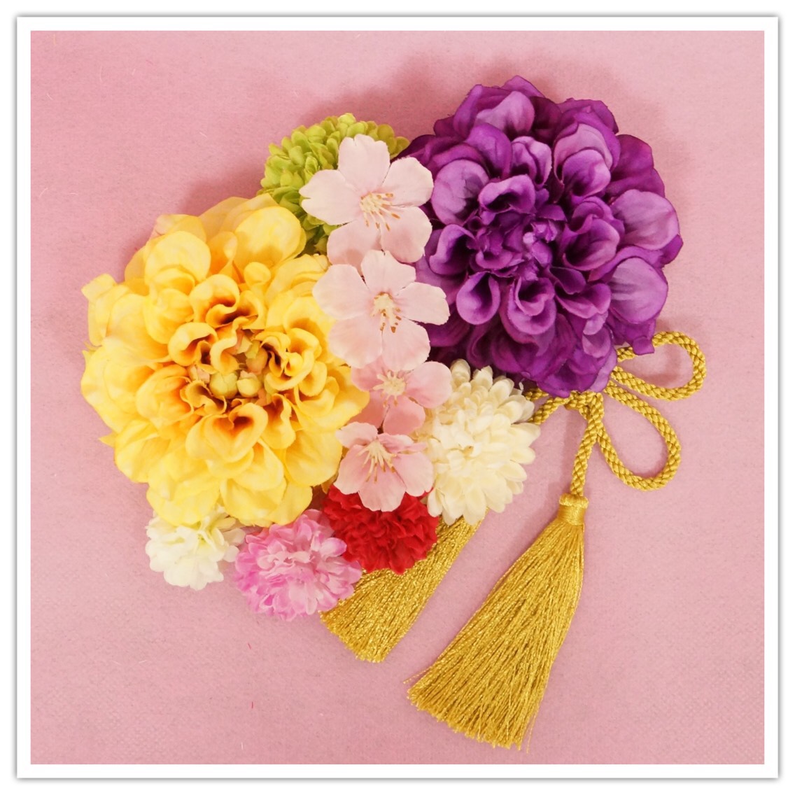 華やか可愛い☆ダリアとマムの髪飾り