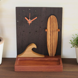 木製置時計 「Beach House」 サーフボード＆波 2枚目の画像