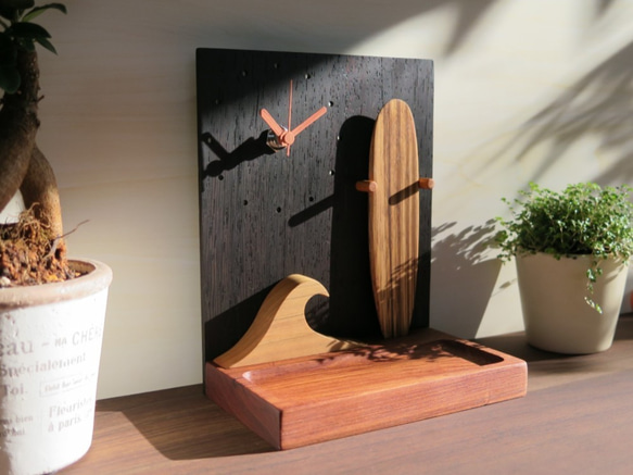 木製置時計 「Beach House」 サーフボード＆波 10枚目の画像