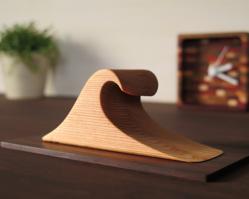 木のオブジェ　アート 木製 波のオブジェ Wave (S) 立体・オブジェ Green Art 通販