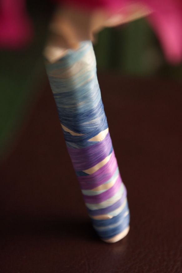 ウェディングブーケ｜アートフラワー（造花）ラウンド　プルメリア ブーゲンビリア　ホワイト×ピンク　 5枚目の画像